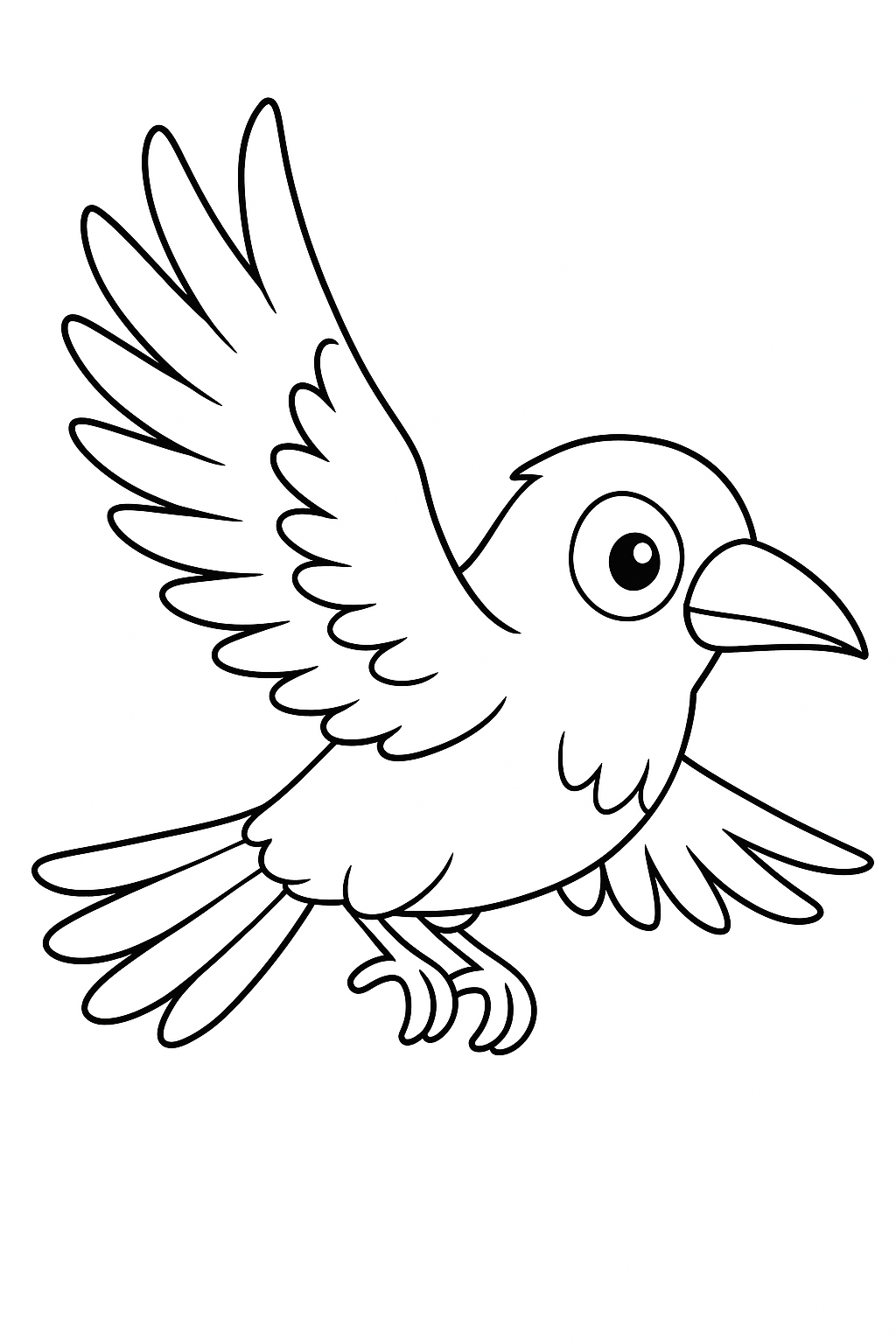 Sketch of a bird flying with outstretched wings.