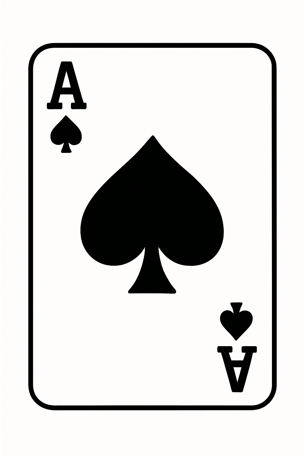 Sketch of the Ace of Spades playing card with a large spade symbol.
