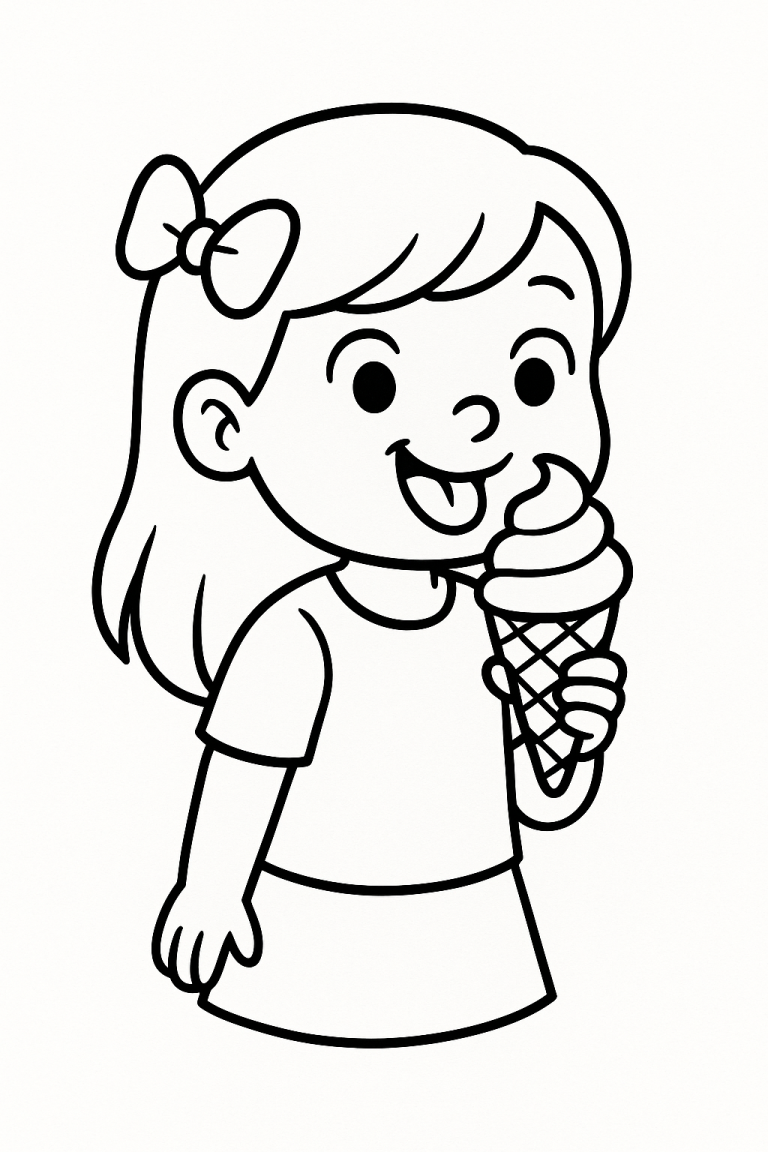 A girl with a bow in her hair eating an ice cream cone.