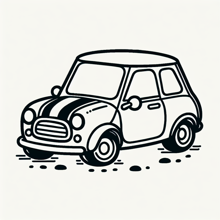 Cartoon-style sketch of a small car with stripes.