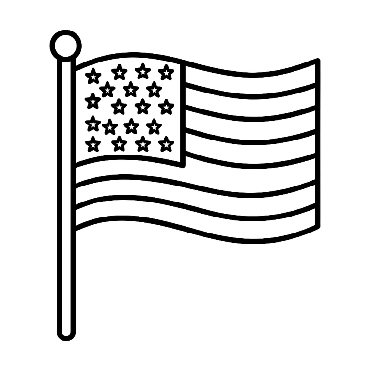 American flag coloring page with stars and stripes