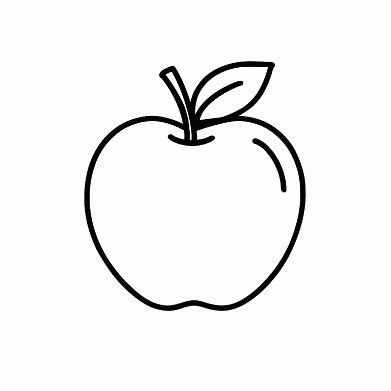 Simple apple coloring page for kids