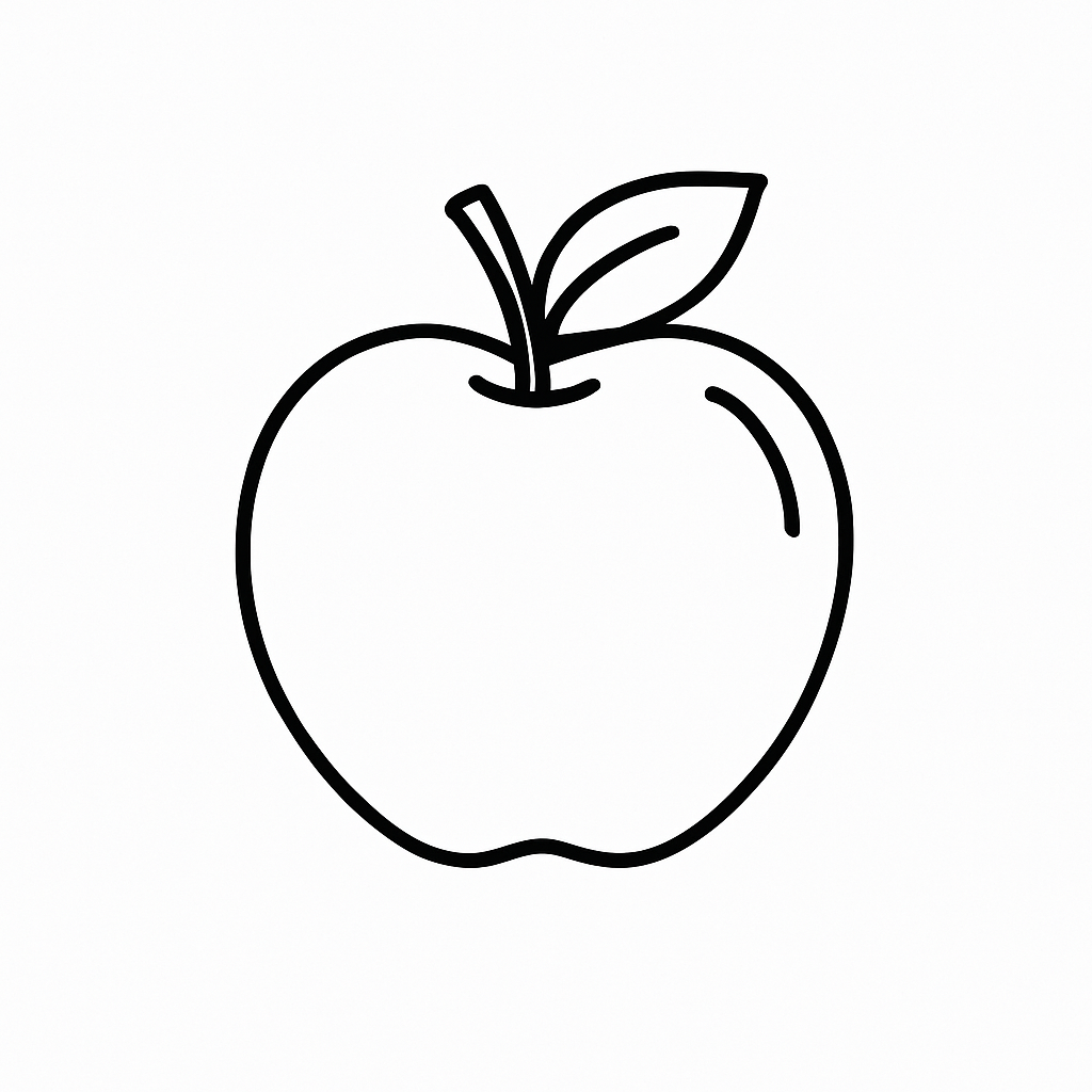 Simple apple coloring page for kids