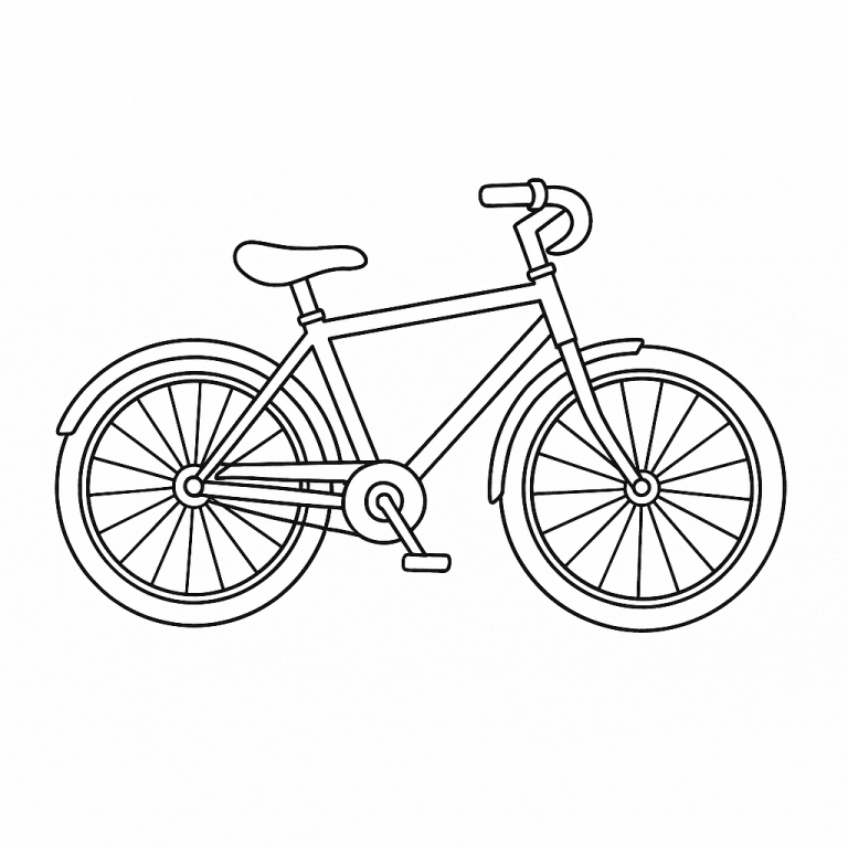 Outline of a bicycle for coloring