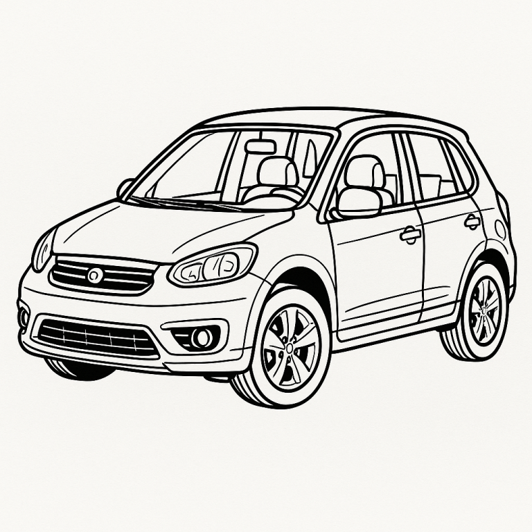 A simple car coloring page for children