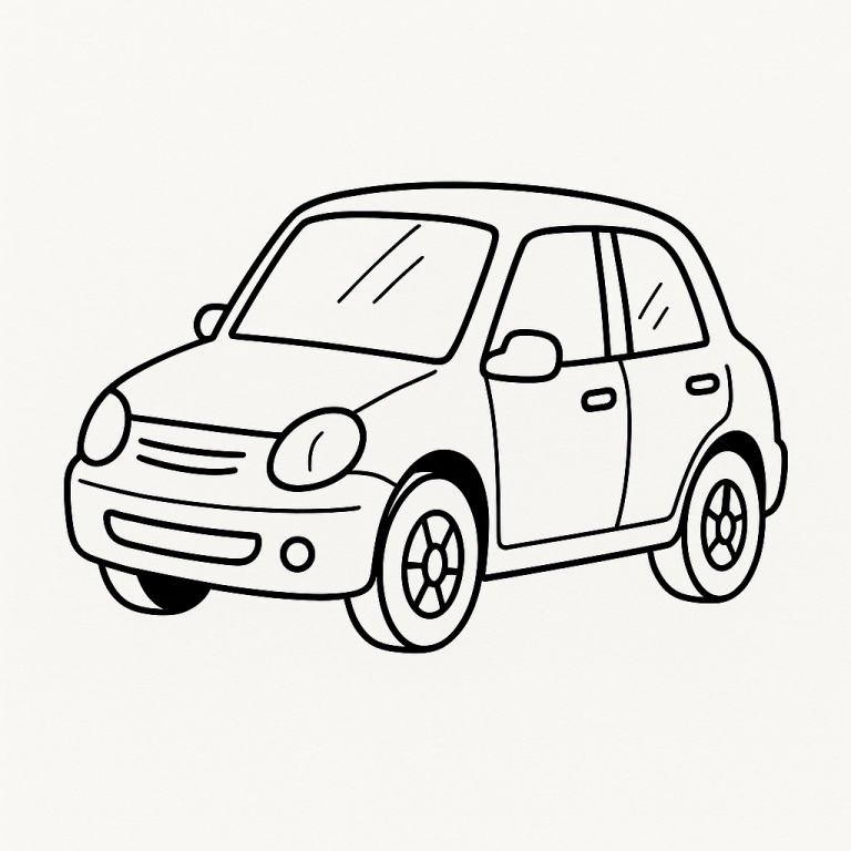 Outline of a simple car for coloring