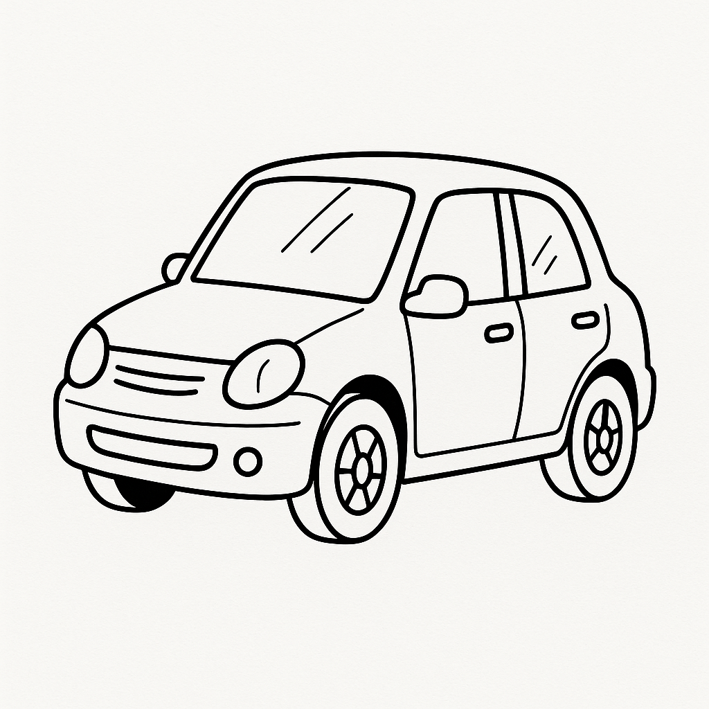 Outline of a simple car for coloring