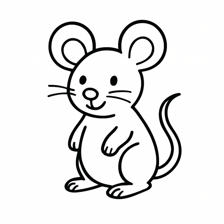 Cute mouse coloring page for kids