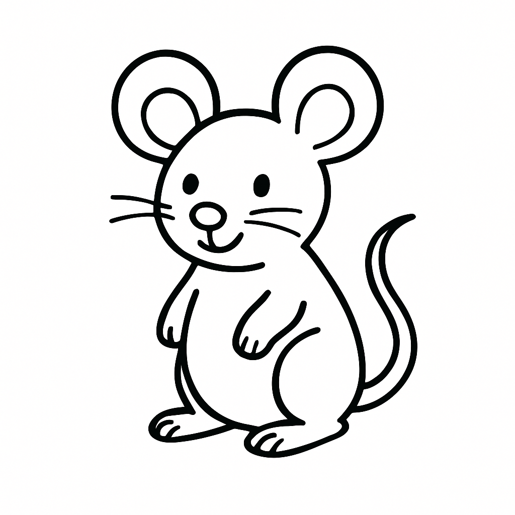 Cute mouse coloring page for kids
