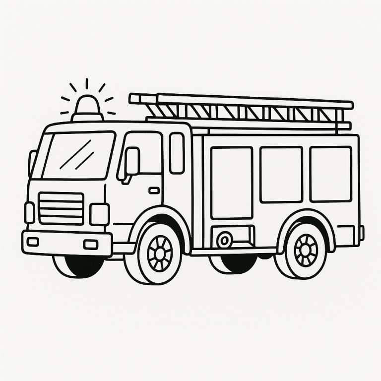 Fire truck coloring page for kids