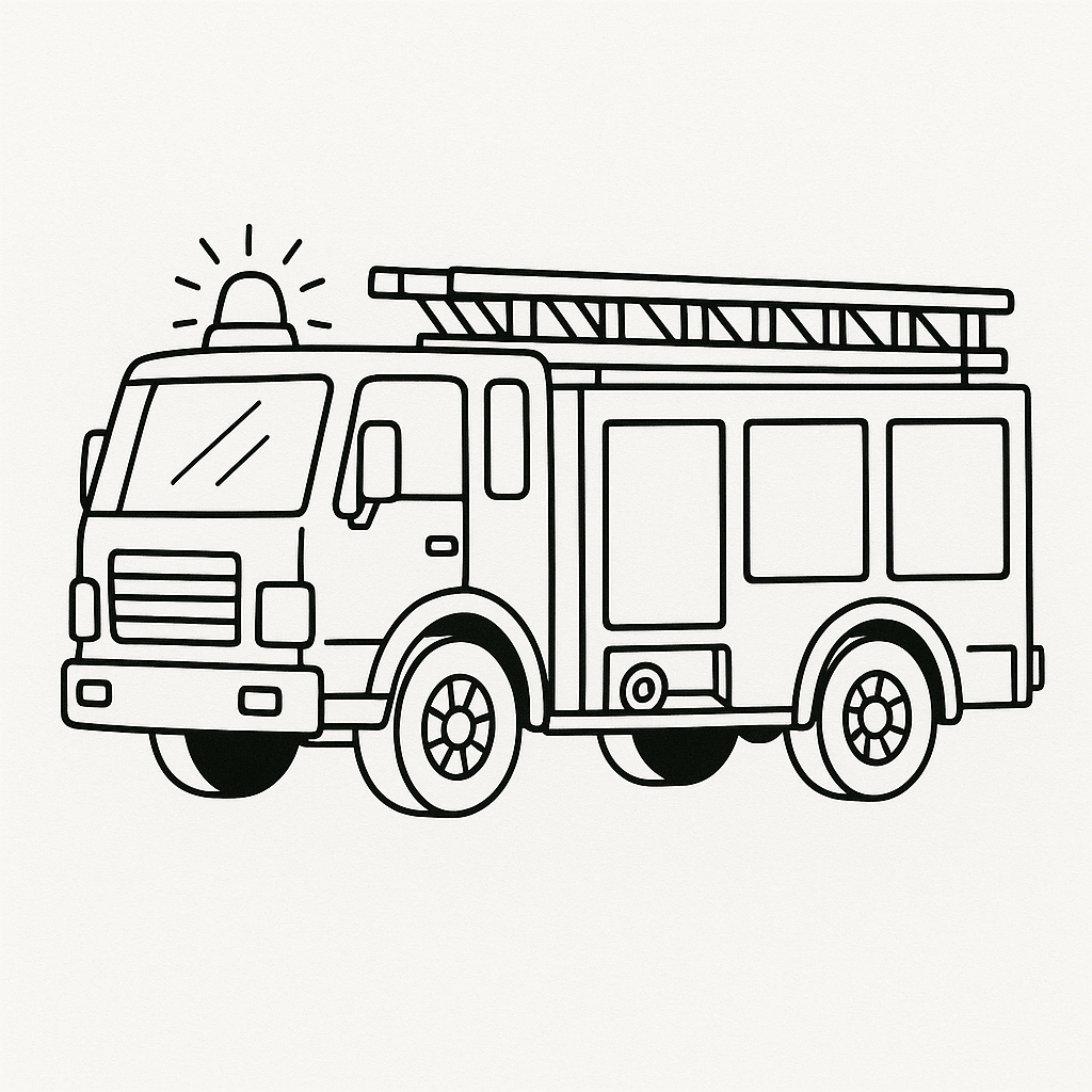 Fire truck coloring page for kids