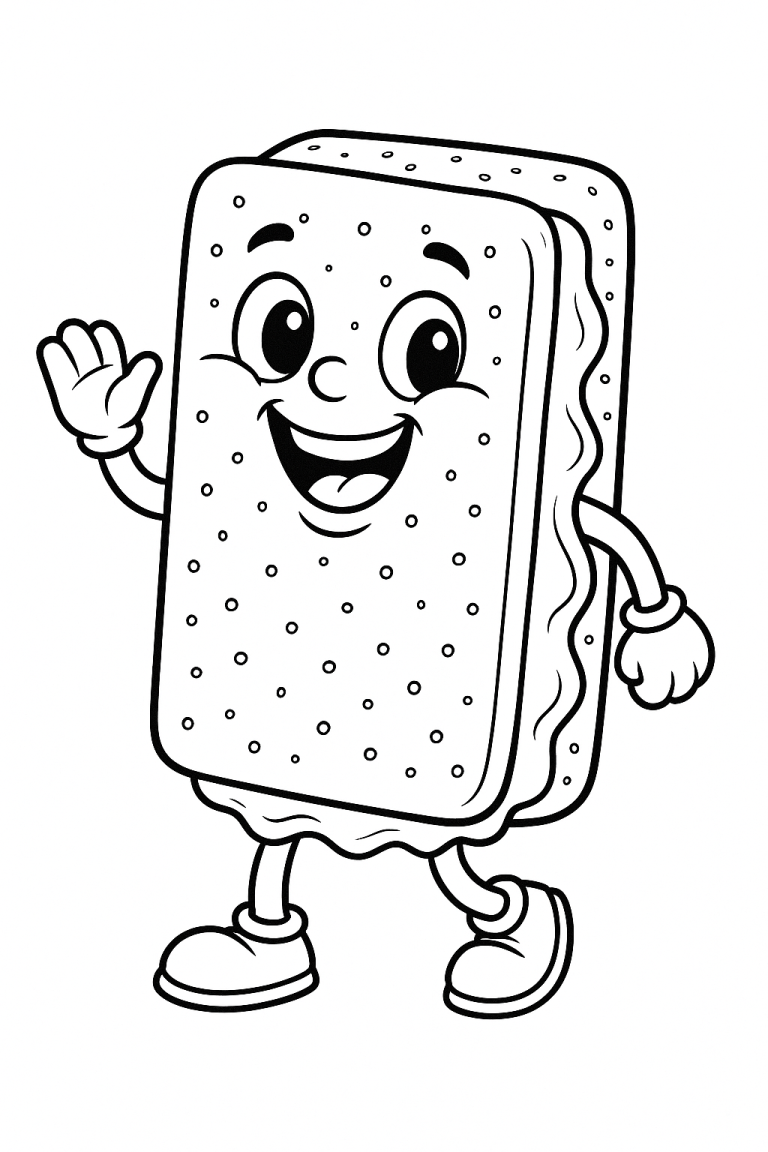 Ice cream sandwich character coloring page