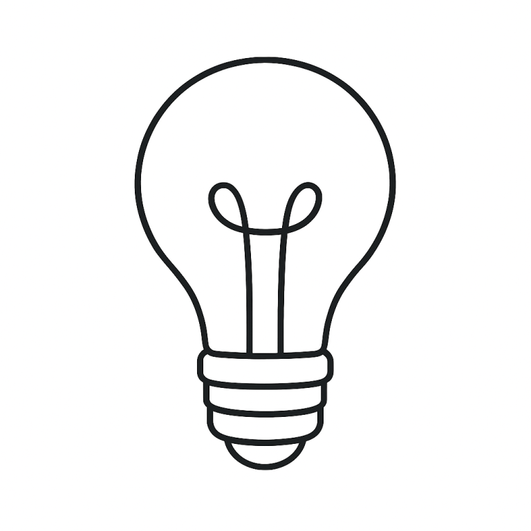 Outline of a light bulb coloring page for kids