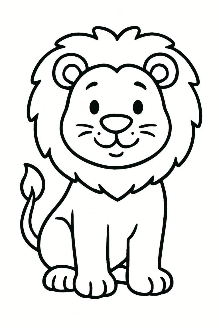 Cute lion coloring page for kids