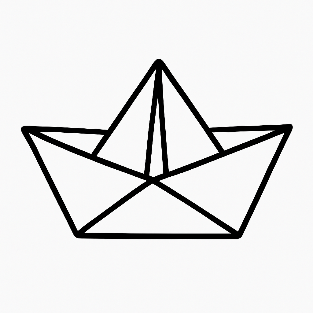 Simple origami boat coloring page