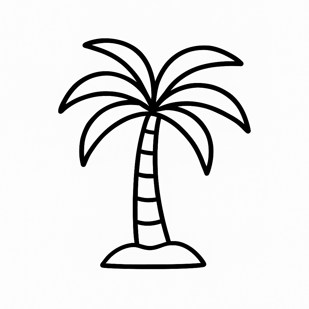 Palm tree coloring page for kids