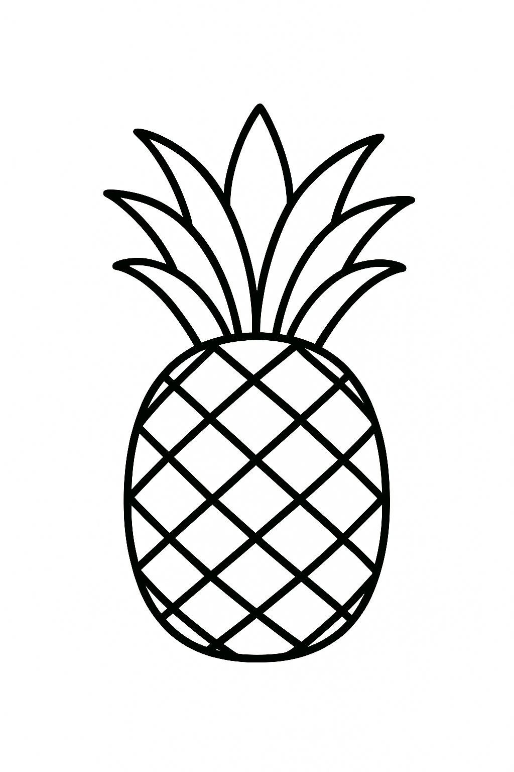 Pineapple coloring page outline for kids
