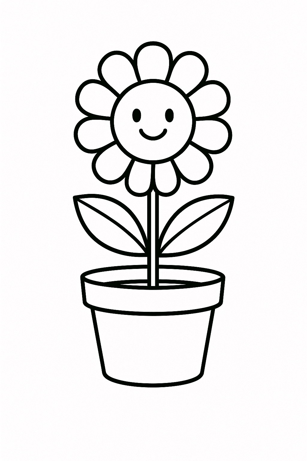Smiling flower in a pot coloring page