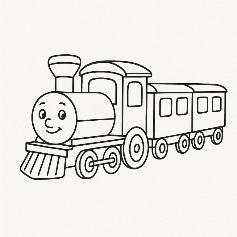 Smiling train coloring page