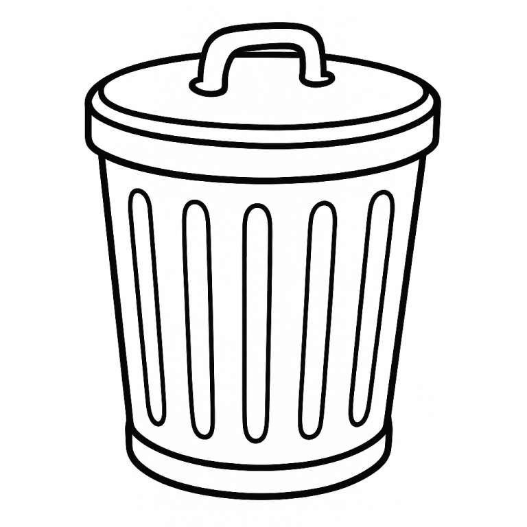 Trash can coloring page outline