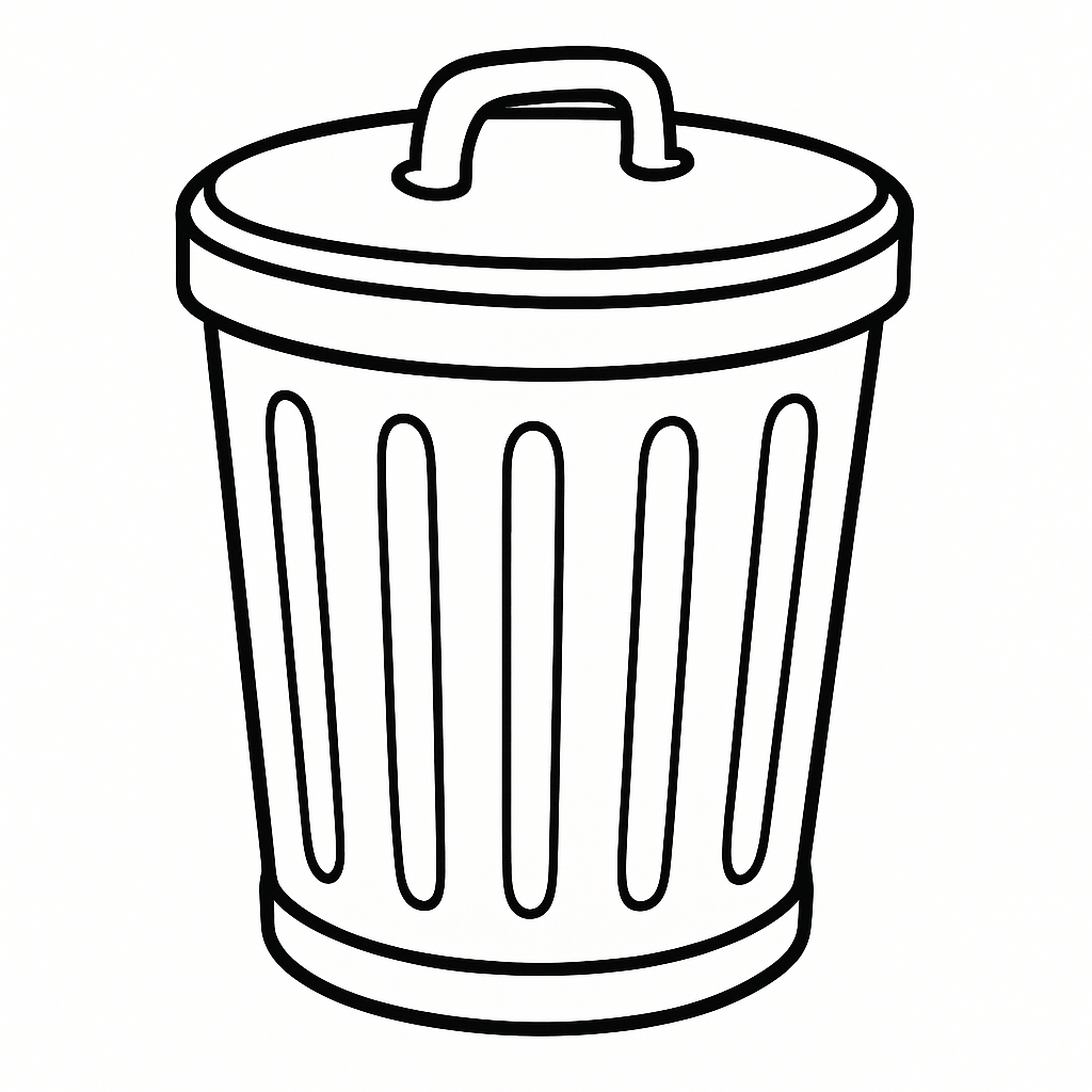 Trash can coloring page outline