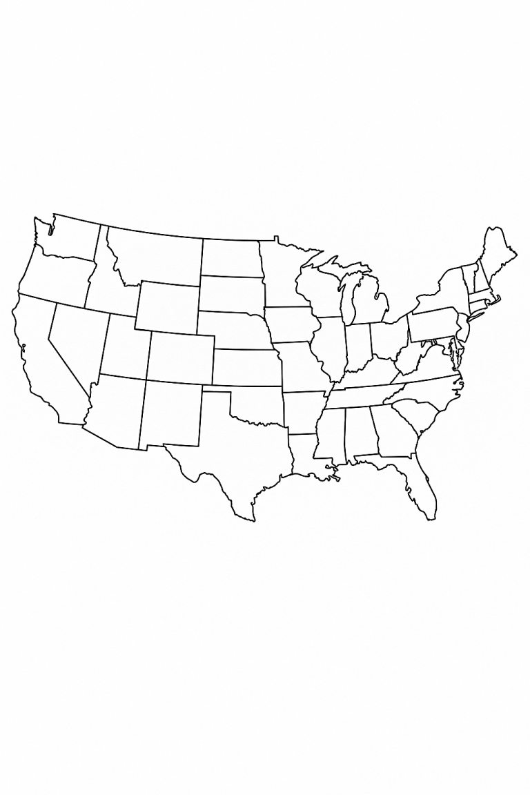 USA map coloring page for kids