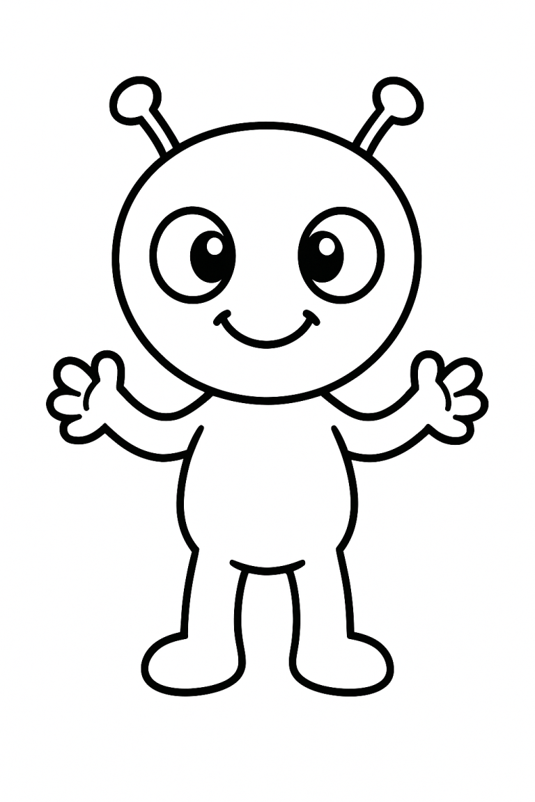 Cute alien character coloring page