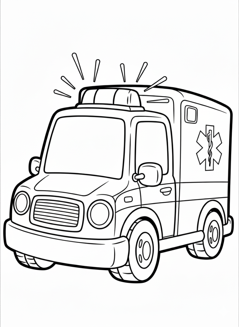 Ambulance coloring page for kids