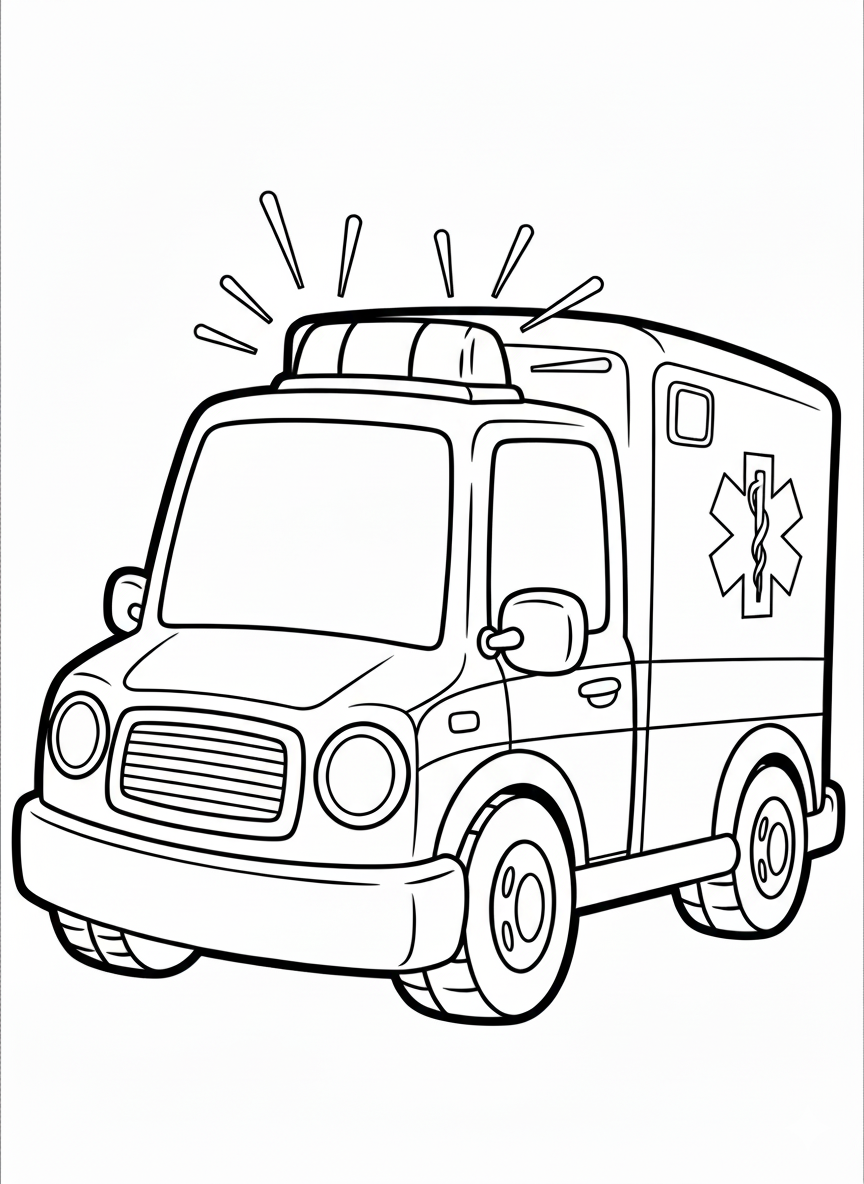 Ambulance coloring page for kids