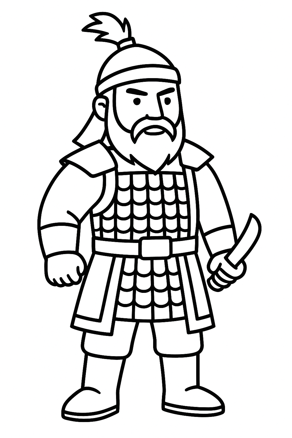 Ancient warrior holding a short sword in armor