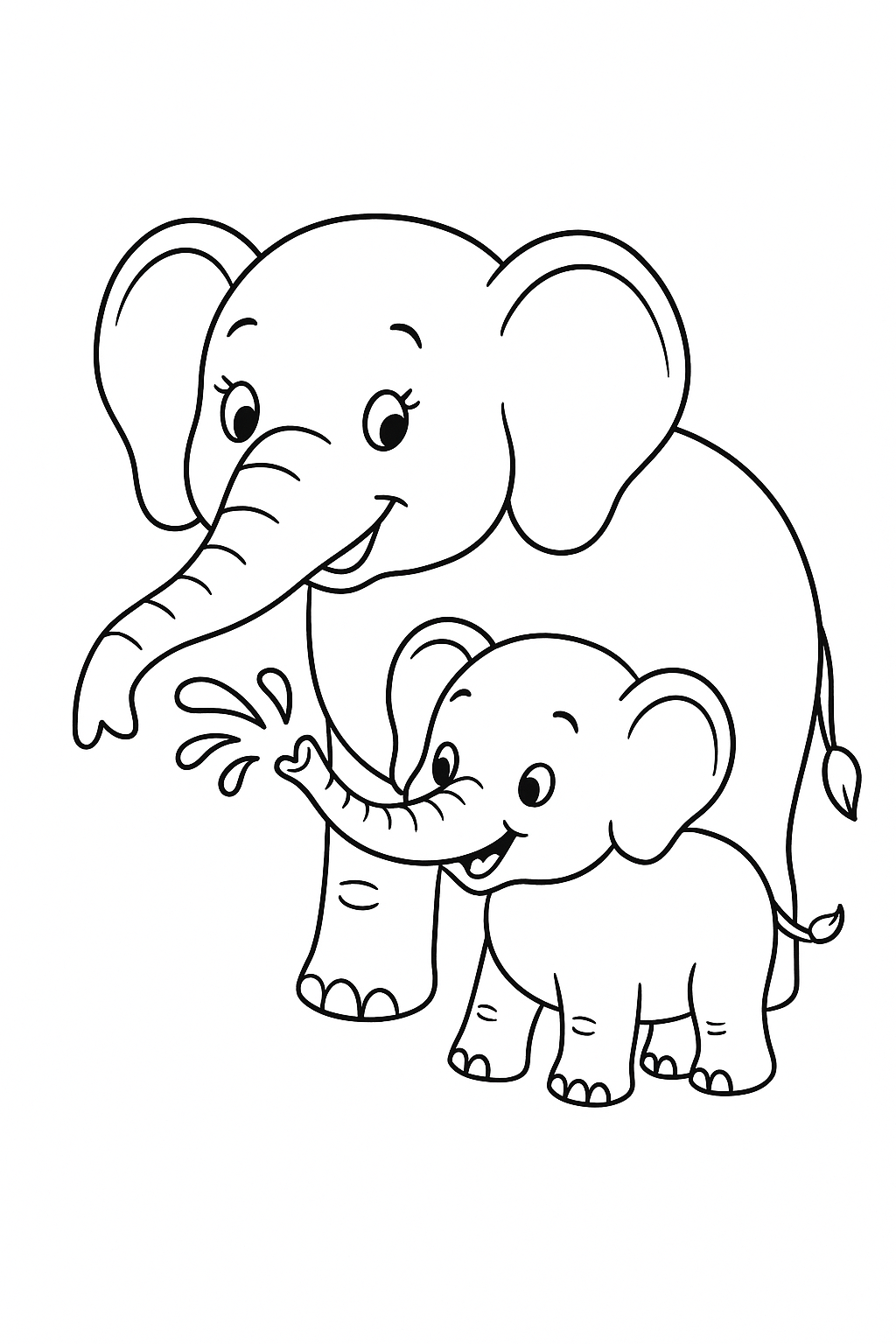 Cute baby elephant playing with its parent