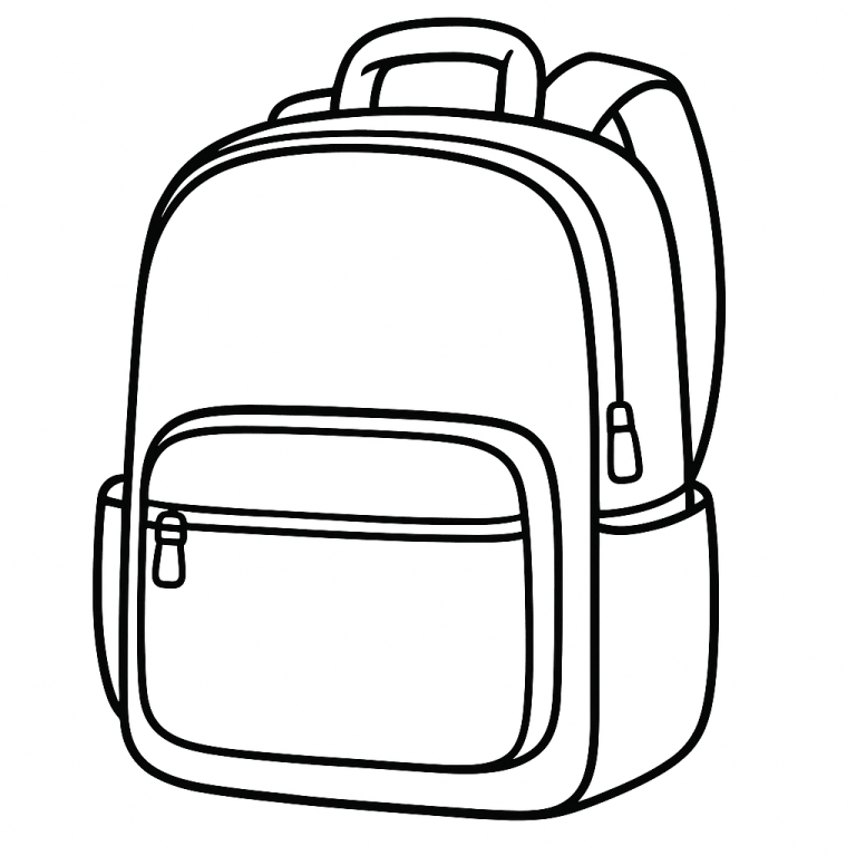 Line art of a backpack for coloring