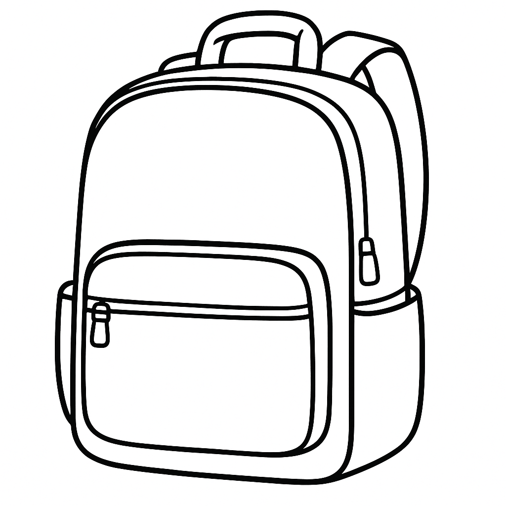Line art of a backpack for coloring