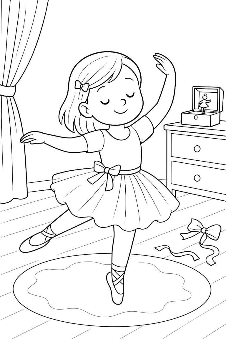 Young ballet dancer posing gracefully in a room.