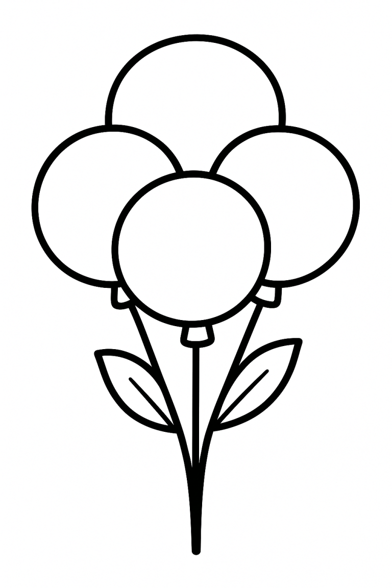 Balloon bouquet coloring page for kids