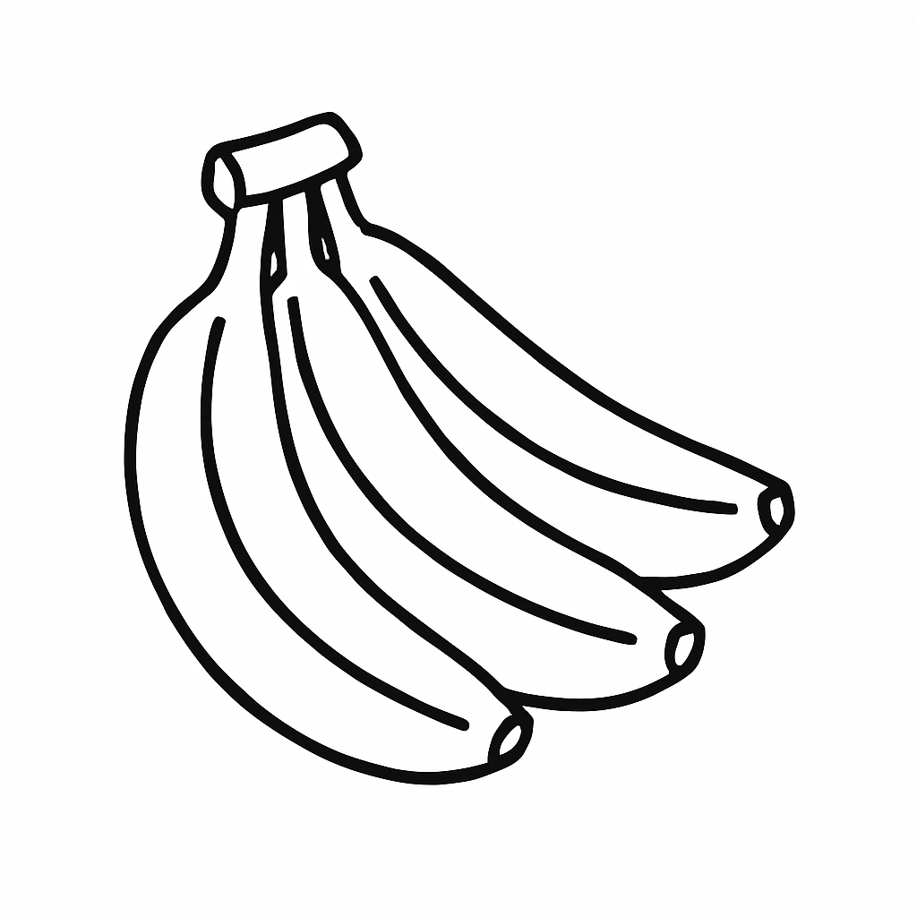 Line drawing of a banana bunch coloring page