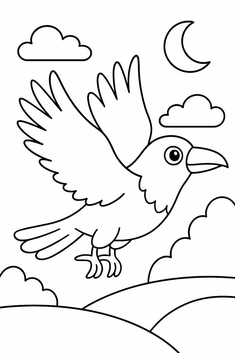Bird flying in the sky coloring page