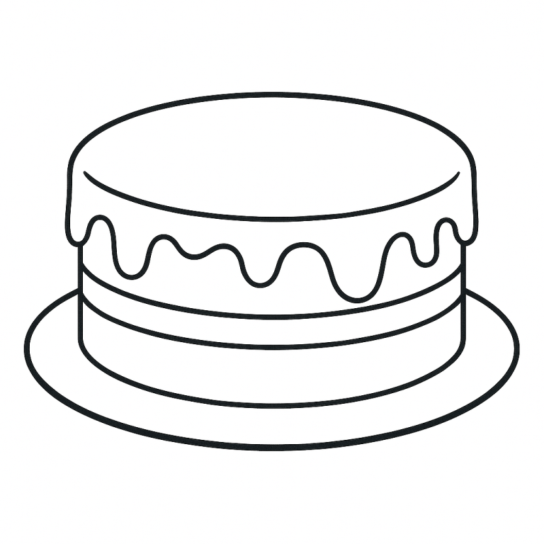 Outline of a birthday cake coloring page