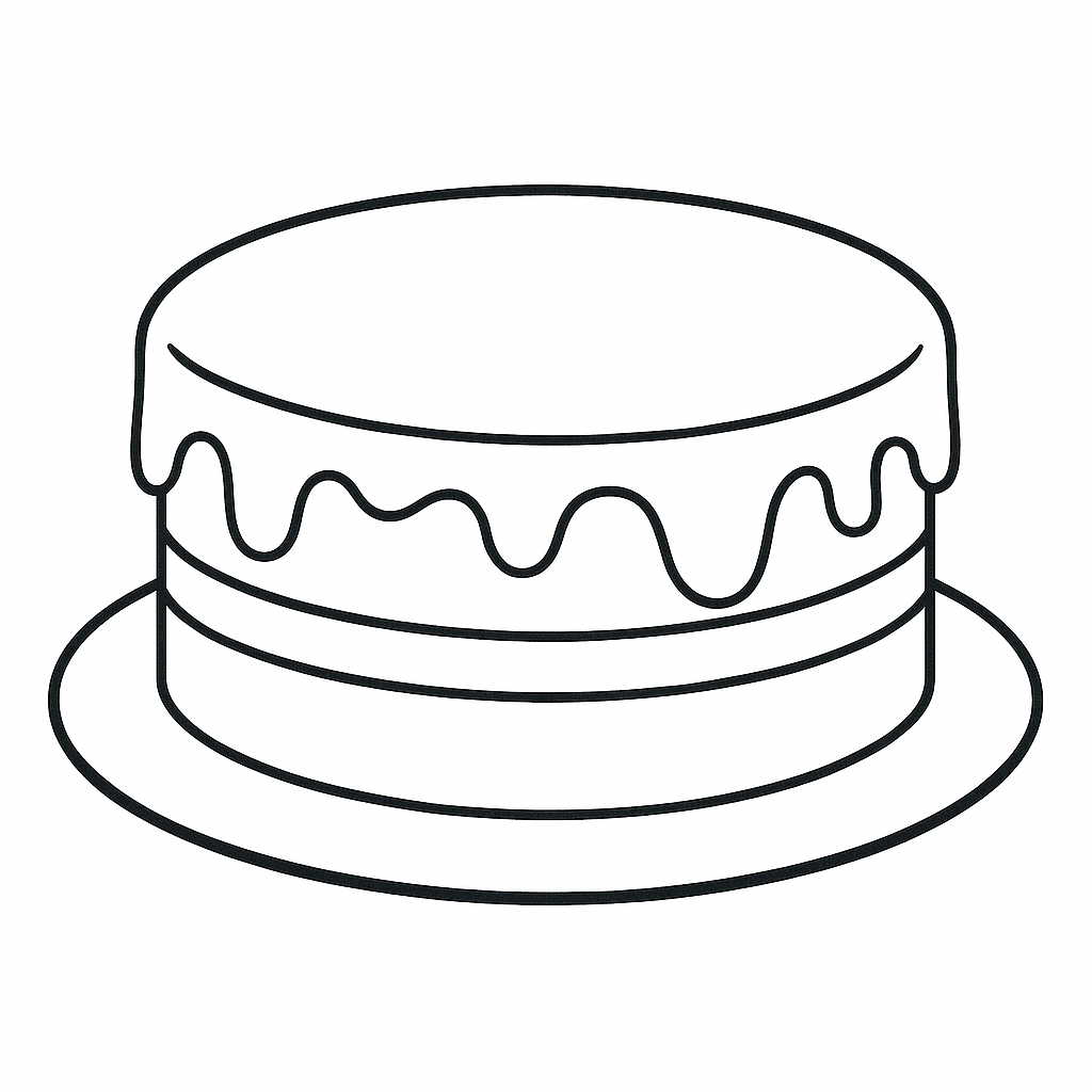 Outline of a birthday cake coloring page