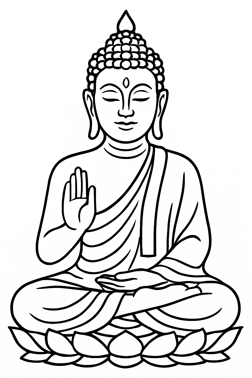 Buddha sitting on a lotus coloring page