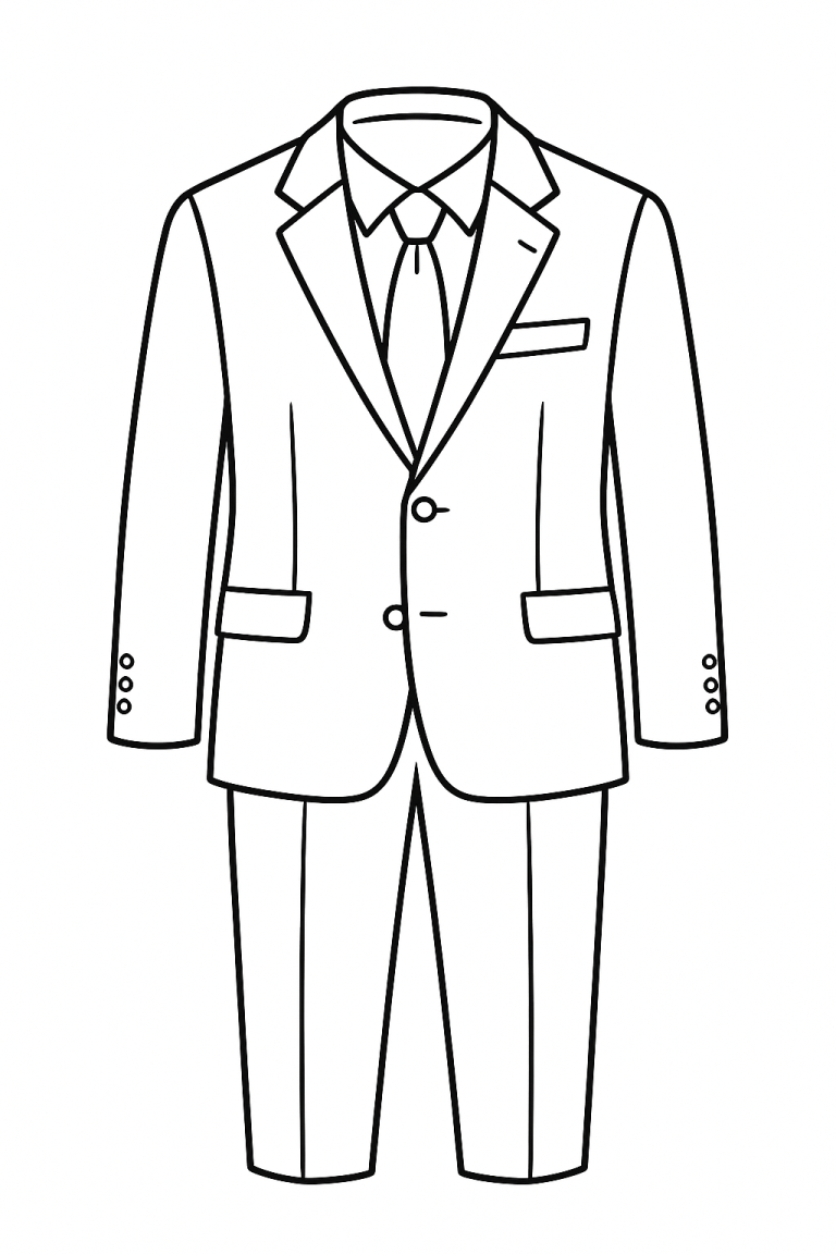 Business suit coloring page for kids to color.