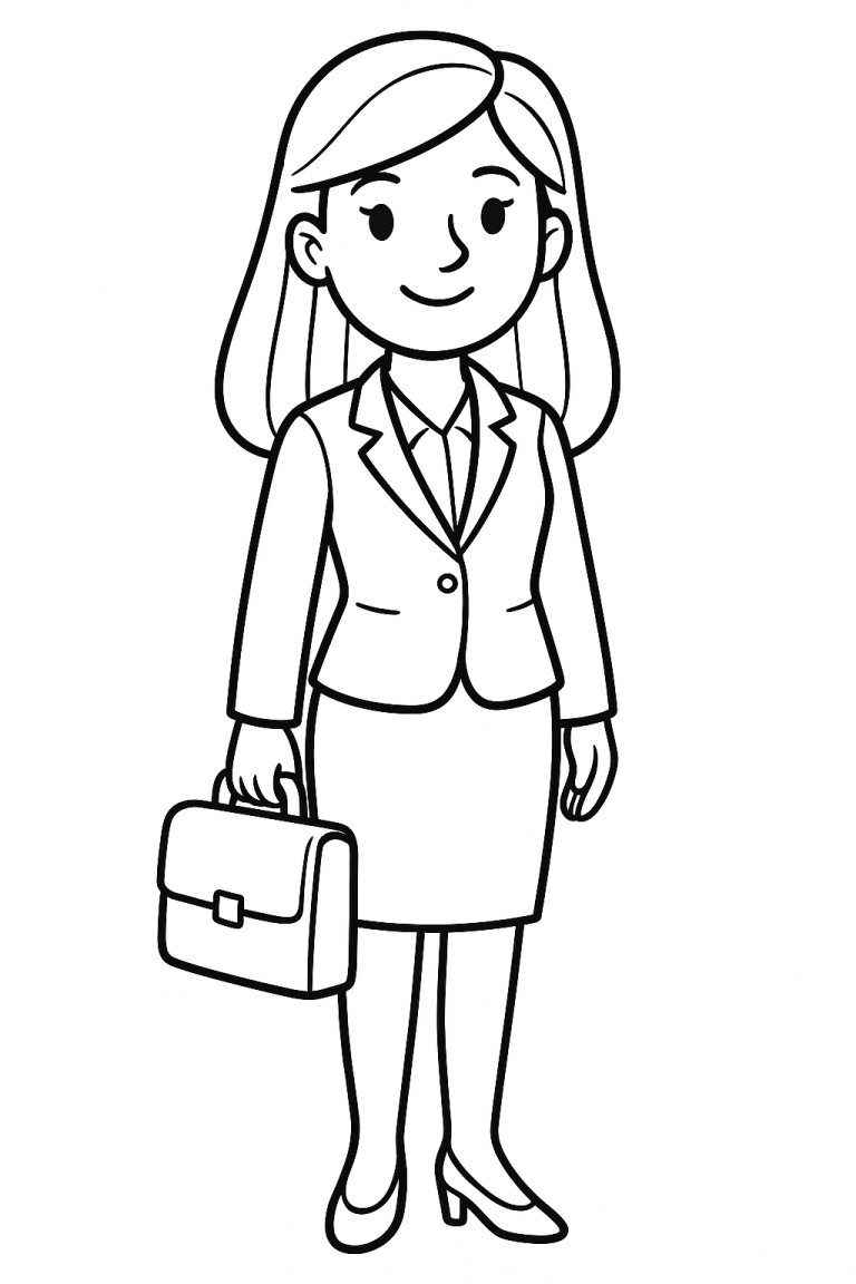 Businesswoman coloring page for kids