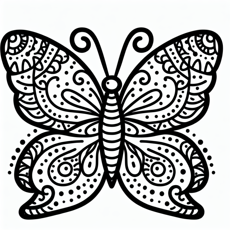 Intricate butterfly coloring page design