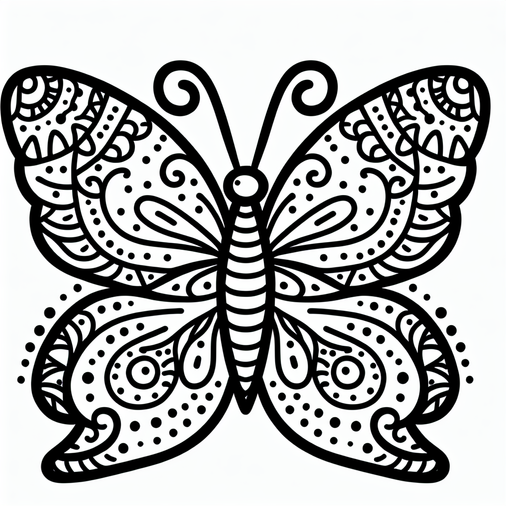 Intricate butterfly coloring page design