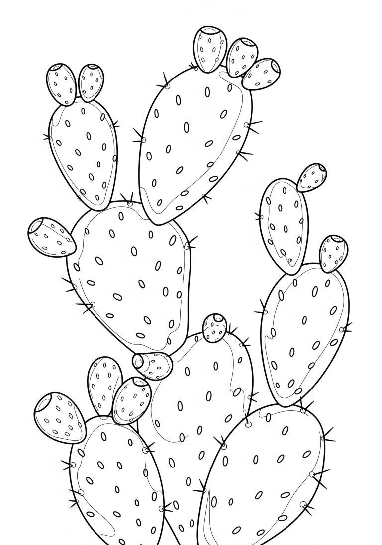 Children's cactus coloring page