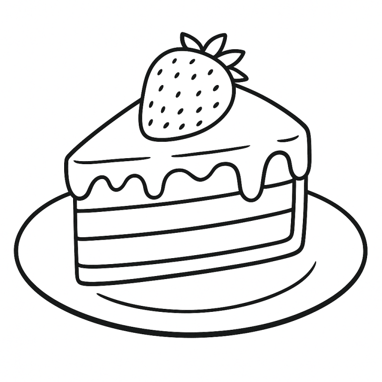 Simple cake coloring page for kids to enjoy