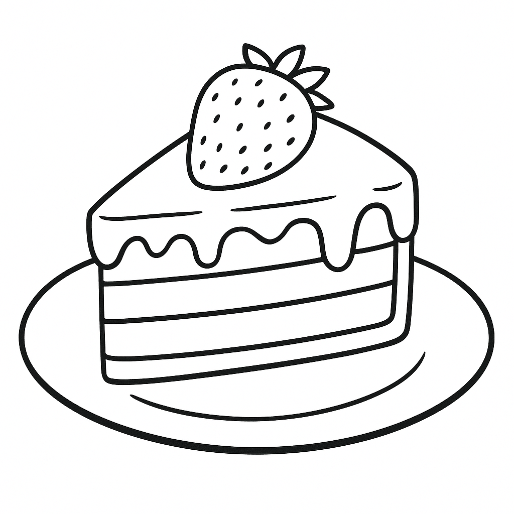 Simple cake coloring page for kids to enjoy