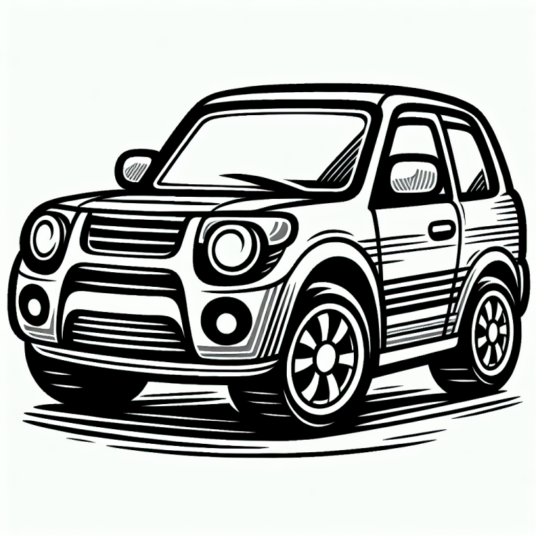Car coloring page illustration for kids.