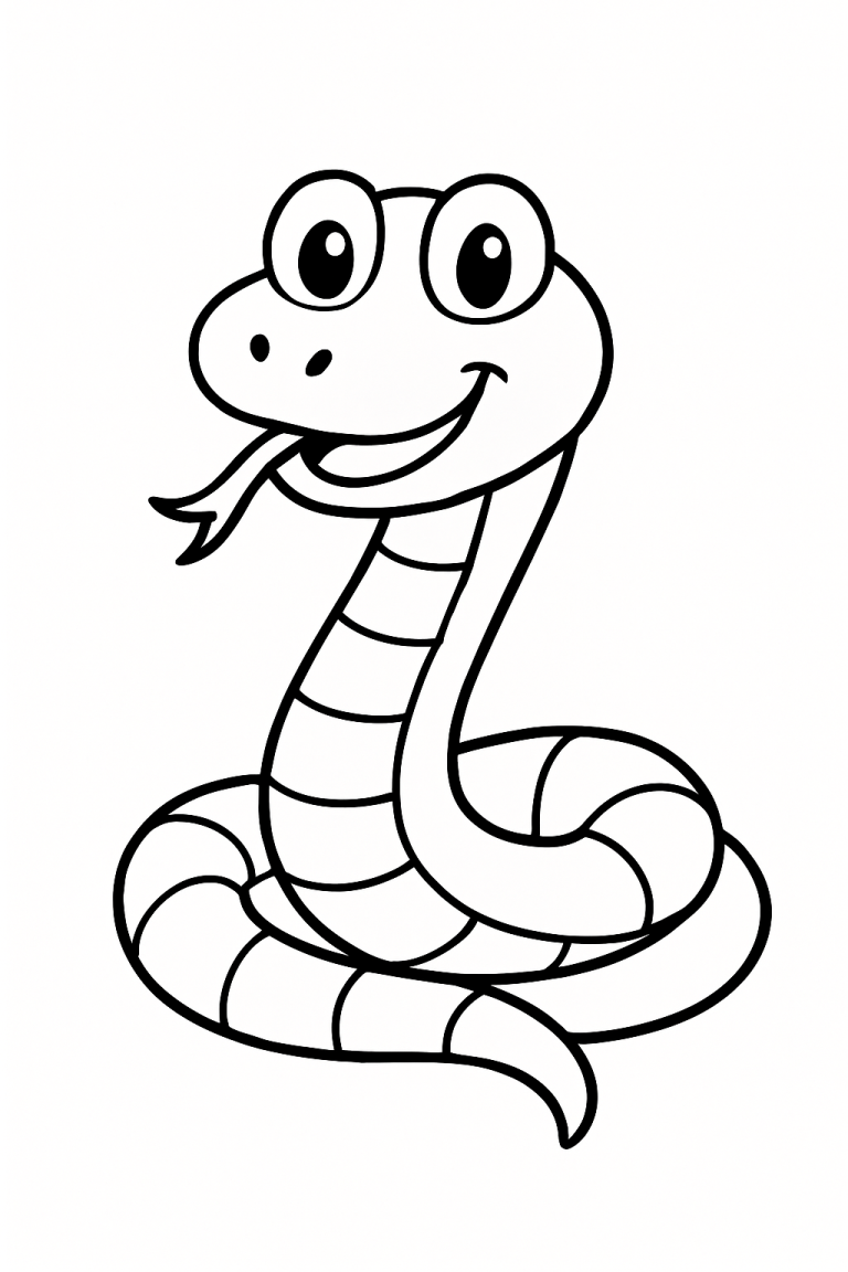 Outline of a cartoon snake for coloring