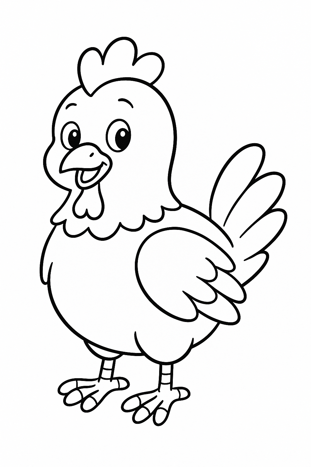 Cartoon chicken coloring page for kids